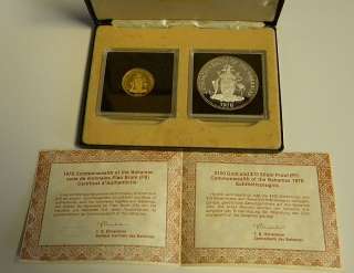 1978 Bahamas Fifth Anniversary Gold and Silver Coin set   original box 