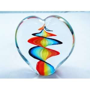  Murano Design Rainbow Spiral Heart Sculpture PW 806