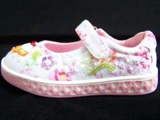 NEW Girl FLORAL SEQUINS Laura Ashley MJ Tennis Shoes 10  