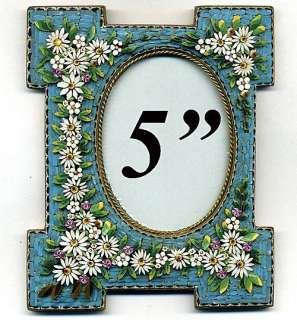 Antique Italian Micro Mosaic Picture Frame, 5 with Floral Inlay 