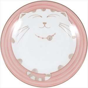  Smiling Pink Cat Porcelain Plate 7 3/4in #HY277/P Kitchen 