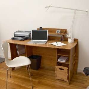  Bamboo Desk with Accesory Shelf and File Cart Carbonized 