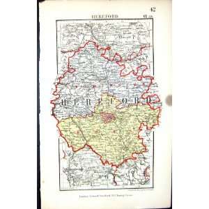  Stanford Antique Map 1885 Hereford England Leominster 