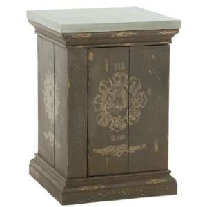  French Country Medallion Side Table with Tin Top