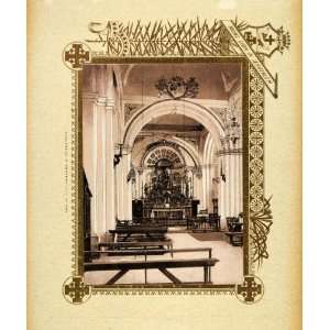  1893 Etching St. Joseph Tripoli Church Interior   Original 