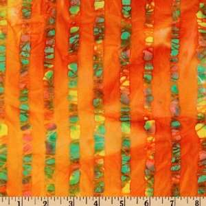  44 Wide Batik Mirage Bar Stripe Orange/Yellow Fabric By 