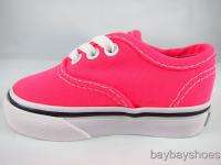 VANS AUTHENTIC NEON PINK/TRUE WHITE/BLACK BABY INFANT TODDLER ALL 