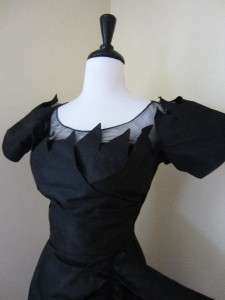 Vintage CEIL CHAPMAN 40s 50s Dress Bombshell Black S M Sculptural 