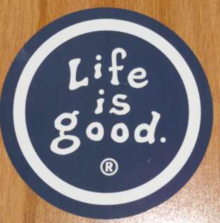 Life is Good Sticker 4 Round True Blue with White  