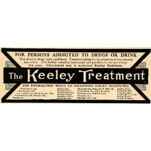  1915 Ad Keeley Institutes Drug Drinking Treatment Rehab 