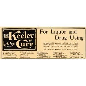  1906 Vintage Ad Keeley Cure Institutes Drugs Alcoholism 