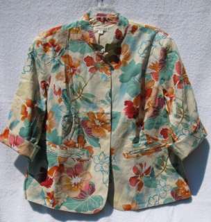 Coldwater Creek Embroidered Tropical Paradise Jacket  