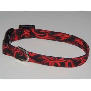 Tribal Tattoo Fire Flame Black Red Dog Collar Small 3/4