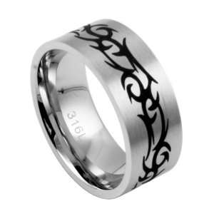  316L Stainless Steel Tribal Tattoo Ring   Size 8 Jewelry