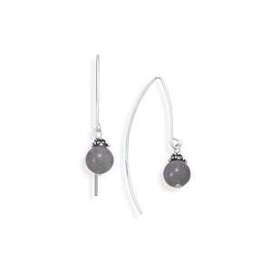  8mm Labradorite Bead Long Wire Earrings Jewelry