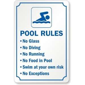  Pool Rules No Glass No Diving No Running No Food In Pool 