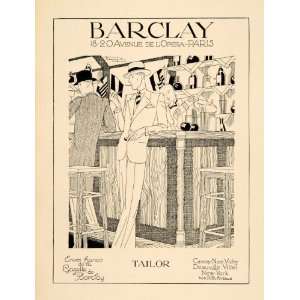  1927 Hemjic Barclay Tailor Art Deco Bar Ad B/W Print 