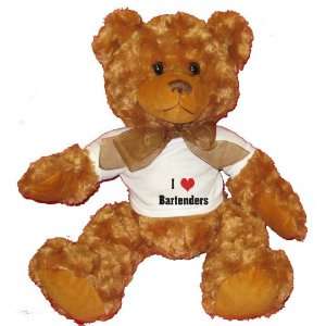  I Love/Heart Bartenders Plush Teddy Bear with WHITE T 
