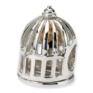  925 Sterling Silver 14k Plated Gold 3/8 Bird Cage Bead Jewelry