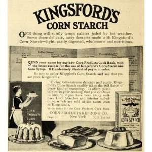  1913 Ad Kingsford Corn Starch Recipe Book Cooking Maid 
