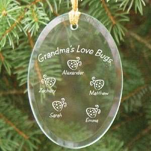  Personalized Love Bugs Glass Oval Ornament