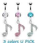 TREBLE CLEFT MUSIC NOTE MUSICAL Navel Belly Button Ring  