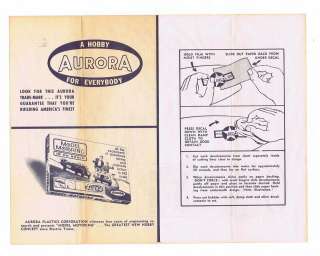 British Spitfire Model Instru Sheet Aurora vintage 1959  