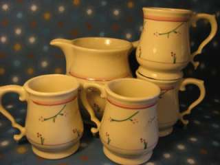 Hartstone 32oz Pitcher & 4 Coffee Mugs Cups Set Trellis  