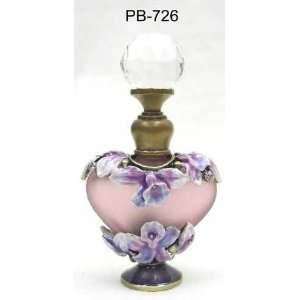  Glass Perfume Bottle Purple Stones Flowers Base Neck