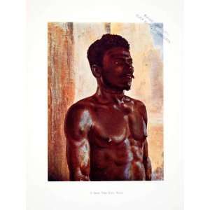  1906 Color Print Kru Bassa Man Portrait Liberia Africa 
