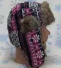   Flap Hat,Ski,Women,​Trooper,Trappe​r,Beanie,# 122 Black/Magenta