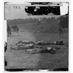 Civil War Reprint Gettysburg, Pennsylvania. Federal dead on the right 