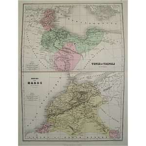  Vuillemin Map of Tunisia and Morocco (1880) Office 