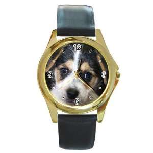  Jack Russell Puppy Dog Round Gold Trim Watch Z0702 