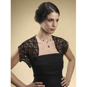  Short Sleeve Black Lace Bolero for Wedding or Prom (Large 
