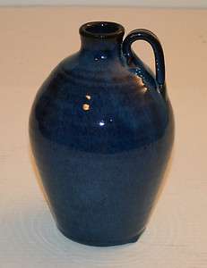 Traditions 97 Blue Hand Crafted Jug Handle Heavy Glaze Art Pottery 