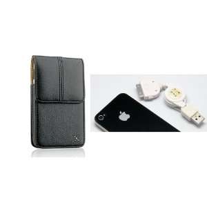  Apple iPhone 4S USB Data Cable & Vertical Black Leather 