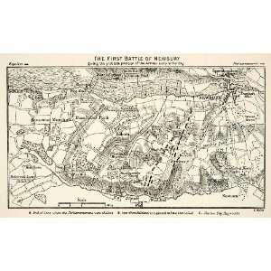  1893 Lithograph Battle Newbury English Civil War Map 