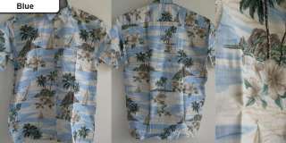New Mens Hawaiian Casual Beach Palm Tropical Scenic Print Button Big 