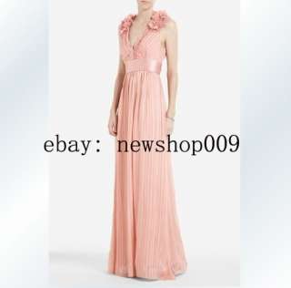 BCBG Max Azria Real Silk Torey V neck Gown in Pink Size 02468  