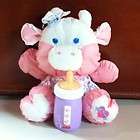 Fisher Price PUFFALUMP Pink Baby Cow WITH ORIGINAL BOTTLE Hard To Find