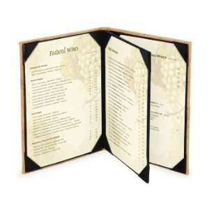  Triple Booklet Genuine Cork Menu Cover 5 1/2 in. x 11 in 