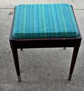   mid century stool sewing bench chair danish eames ear teal seat  