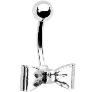  Silver Tone Bow Belly Ring Jewelry