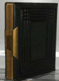 Antique Green Hand Tooled Leather Photo Album NR  