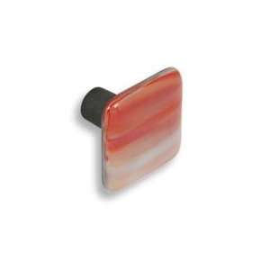 334 CKP Brand Red & White Swirl Art Glass Knob With Oil Rubbed Bronze 