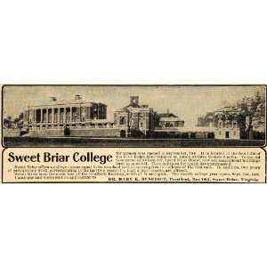 1909 Ad Sweet Briar College Virginia Mary K Benedict   Original Print 