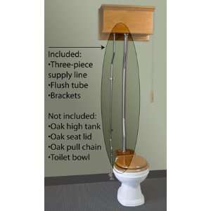  Wood High Tank Toilet Supply Line, Flush Tube, & Bracket 