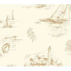  Seaside Toile Beige Wallpaper