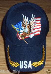 PATRIOTIC AMERICAN BALD EAGLE USA FLAG BASEBALL CAP HAT  